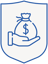money (bag) in hand - blue shield