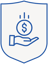 money (coin) in hand - blue shield