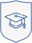 mortarboard - blue shield