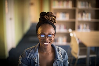 Student in library