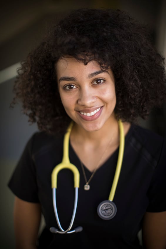 Student with stethoscope
