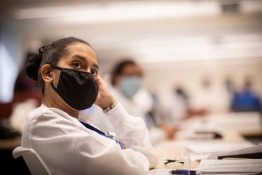 Students in class with masks