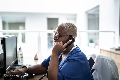 Nurse Administrator talking on the phone